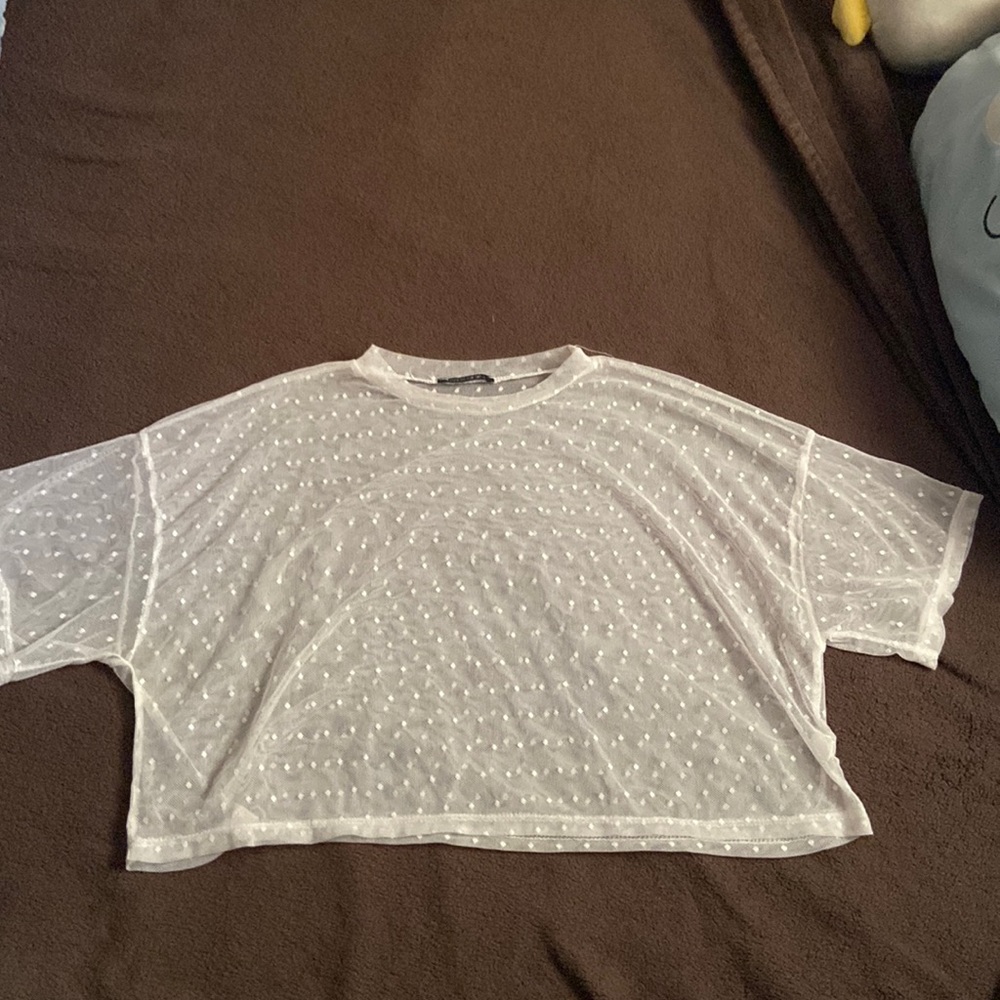 white see-through shirt bathing suit cover, brand is papermoon, size small